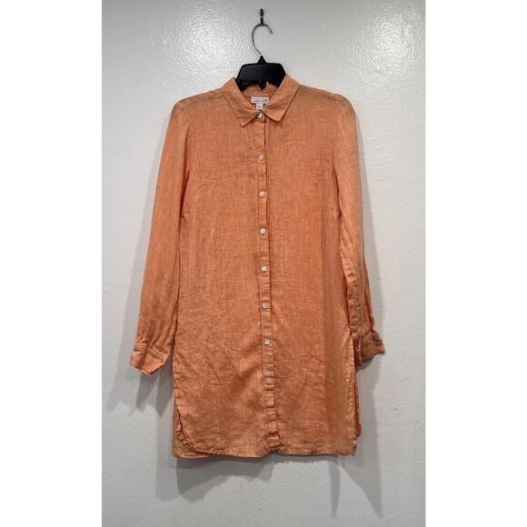 J. Jill Tops - J. Jill Love Linen Orange Tunic Top Women’s Size Small Button Down Lagenlook